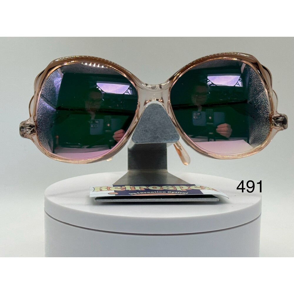 Vintage Oversize Sunglasses NOS Drop Temple Pink Mirror Grey Pink Zyl Frame 80s